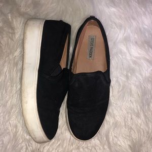 Black platform slip on Steve Madden sneakers